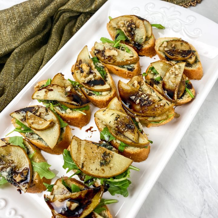 Roasted Pear and Blue Cheese Bruschetta
